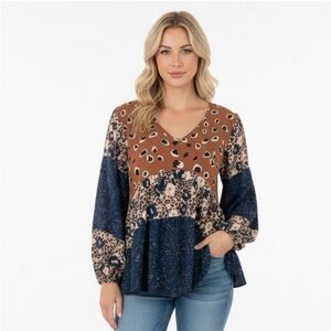 Hailey & Co. boho peasant babydoll top size small oversized